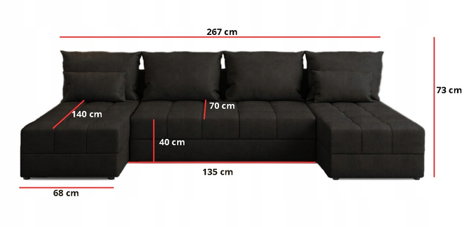 Narożnik DOMINO U FIT rogówka do salonu rozkładany funkcja spania bez boków