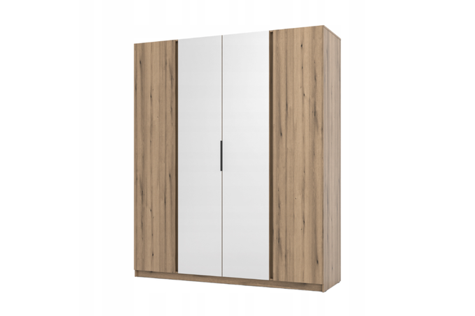 Szafa ARKA 4-drzwiowa 2 lustra dąb evoke 200 cm półki drążek