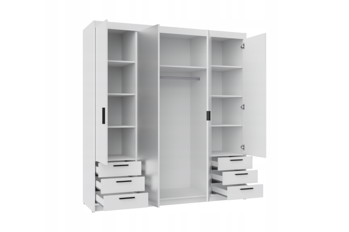 Szafa LIVIO 4 drzwiowa dąb lefkas z lustrem i szufladami garderoba