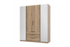 Szafa ARKA 4-drzwiowa 3 szuflady 2 lustra dąb evoke 200 cm półki drążek
