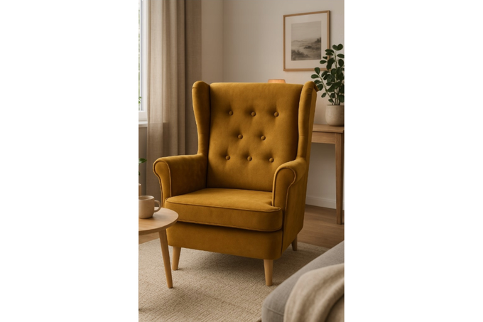 Fotel uszak BERO skandynawski sprężyna falista wygodny