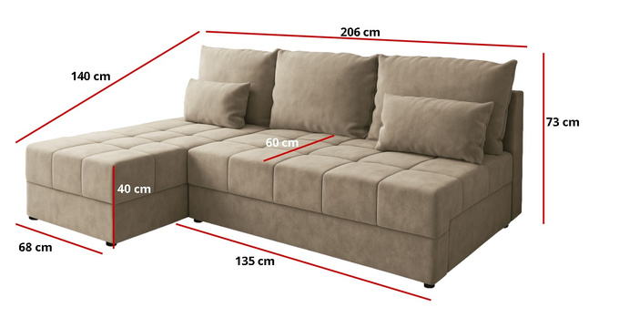 Narożnik DOMINO L FIT rozkładany do salonu funkcja spania rogówka bez boków