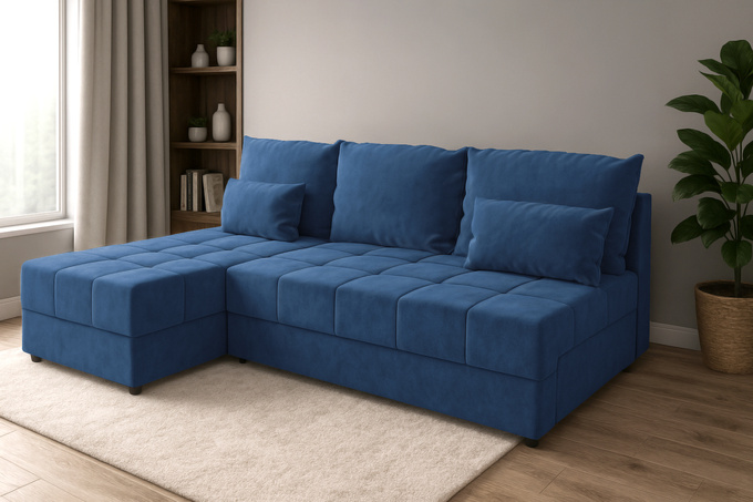 Narożnik DOMINO L FIT rozkładany do salonu funkcja spania rogówka bez boków