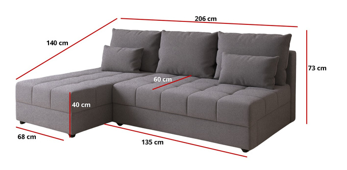 Narożnik DOMINO L FIT rozkładany do salonu funkcja spania rogówka bez boków