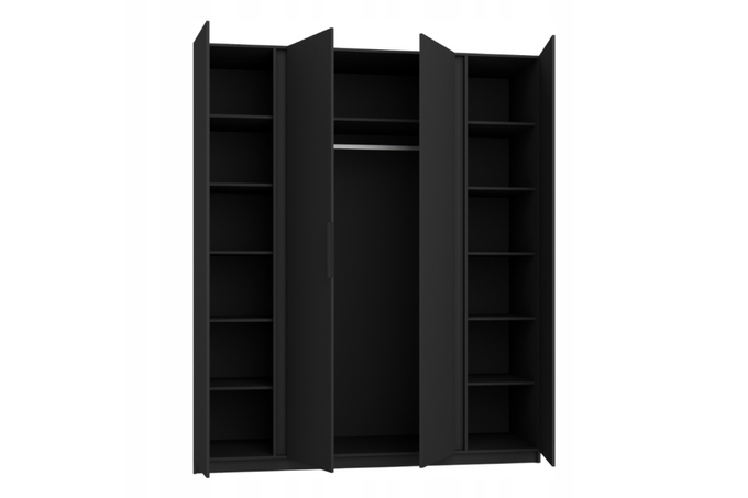 Szafa ARKA 200 cm czarna z lamelami drzwi uchylne loft nowoczesna