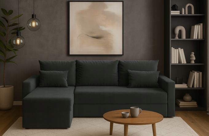 Narożnik KUBO rozkładany do salonu rogówka pojemnik funkcja spania