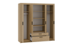 Szafa LIVIO 4-drzwiowa z półkami dąb olejowany szuflady garderoba