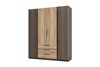 Szafa ARKA 4-drzwiowa lamele dąb evoke 200 cm półki drążek szuflady