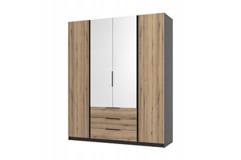 Szafa ARKA 200 cm 4-drzwiowa dąb evoke lustro loft nowoczesna