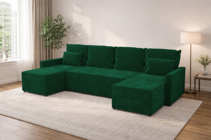 Narożnik DOMINO U GŁADKI z funkcją spania rogówka do salonu rozkładany