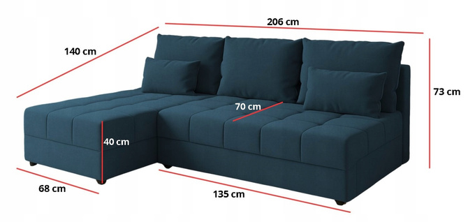 Narożnik DOMINO L FIT rozkładany do salonu funkcja spania rogówka bez boków