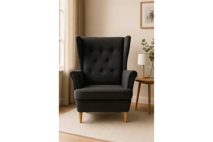 Fotel uszak BERO skandynawski sprężyna falista wygodny