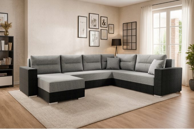 Narożnik LARS U do salonu duży rozkładany funkcja spania rogówka