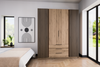 Szafa ARKA 4-drzwiowa lamele 3 szuflady dąb evoke 200 cm