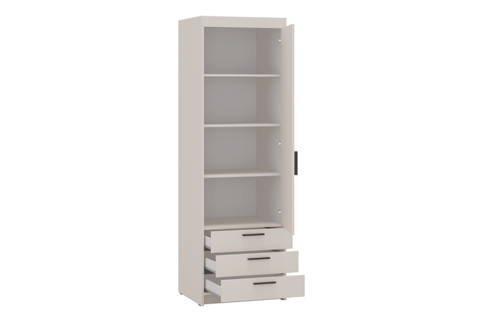 Szafa LIVIO 1-drzwiowa z półkami szuflady beż piaskowy garderoba