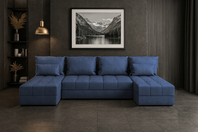 Narożnik DOMINO U FIT rogówka do salonu rozkładany funkcja spania bez boków