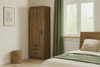 Szafa LIVIO dąb lefkas 1-drzwiowa z półkami i szufladami drążek garderoba