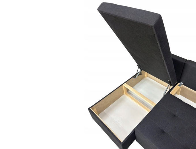 Narożnik DOMINO L pojemnik na pościel rogówka rozkładany z funkcją spania