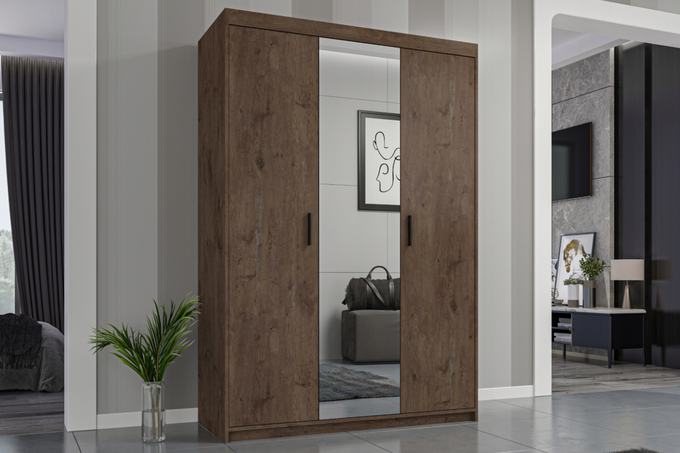 Szafa LIVIO 3-drzwiowa dąb lefkas z lustrem garderoba
