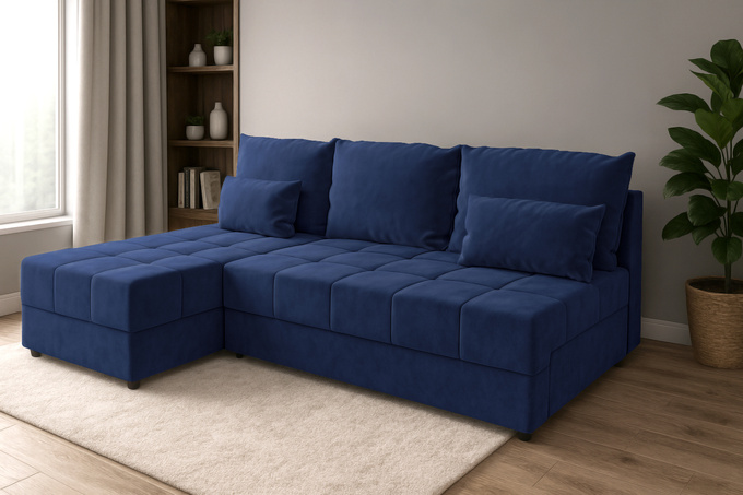 Narożnik DOMINO L FIT rozkładany do salonu funkcja spania rogówka bez boków