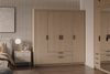 Szafa LIVIO 4-drzwiowa z półkami dąb olejowany szuflady garderoba