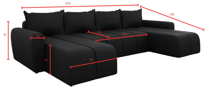 Narożnik rogówka FABIO czarny- z funkcją spania, KUPUJESZ U PRODUCENTA!