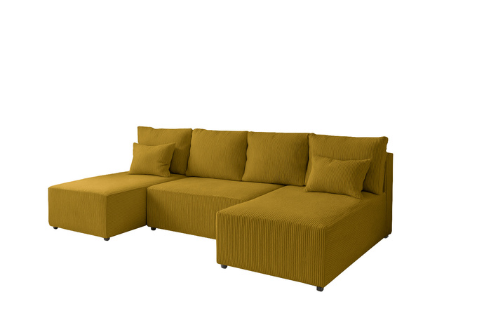 Narożnik DOMINO U FIT POSO sztruks do salonu funkcja spania pojemnik rogówka