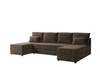 Narożnik DOMINO U FIT GŁADKI z funkcją spania, rogówka do salonu brązowy
