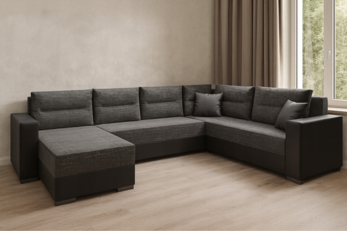 Narożnik LARS U do salonu duży rozkładany funkcja spania rogówka