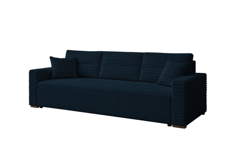 Sofa LUNO granatowy HIT Sztruks - z funkcją spania i pojemnikiem