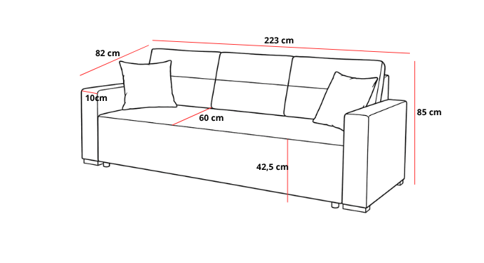 Sofa LUNO granatowy Kronos - z funkcją spania i pojemnikiem