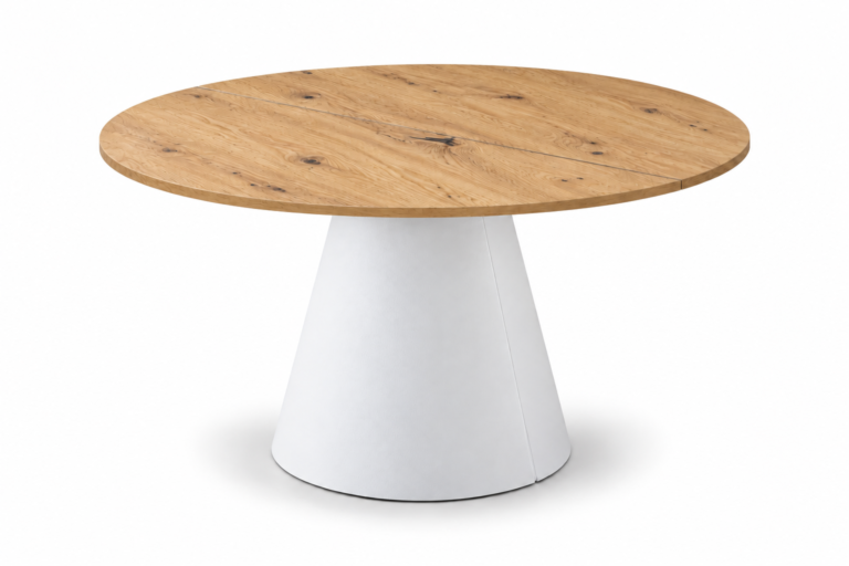 Stół SENSO rozkładany 100/120cm - dąb artisan blat, biała podstawa – zdjęcie 2